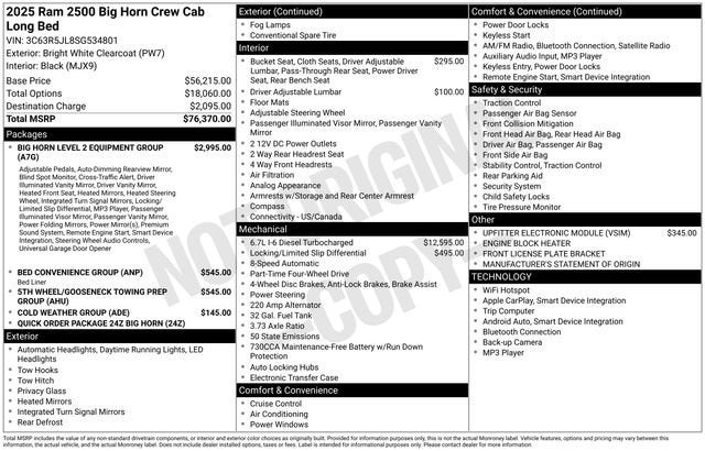 2025 RAM 2500 Big Horn Crew Cab 4x4 8' Box