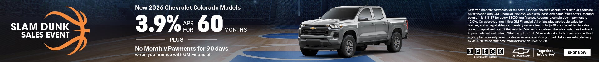 3.9 apr for 60 months chevrolet colorado models
