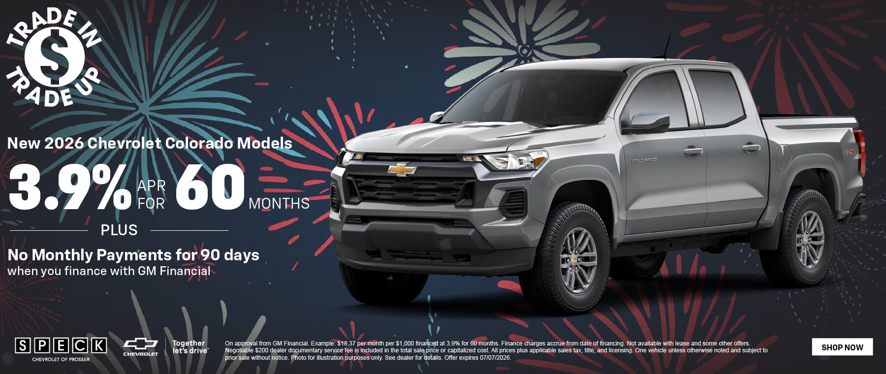 3.9 for 60 months chevy colorado