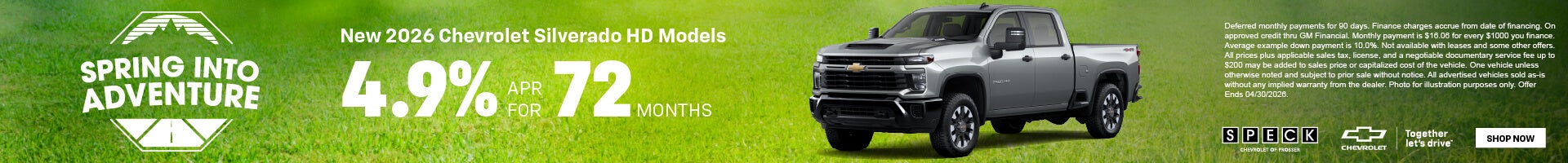 4.9 apr for 72 months chevy hd trucks