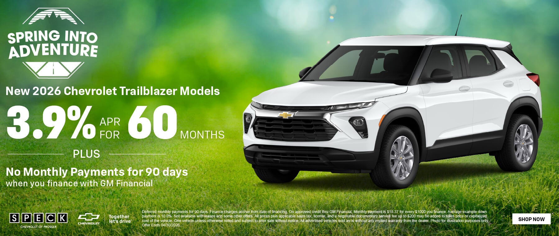 3.9 apr for 60 months chevy trailblazer