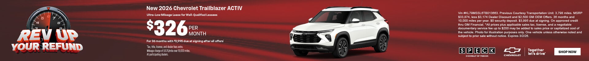 326 per month lease new chevy trailblazer