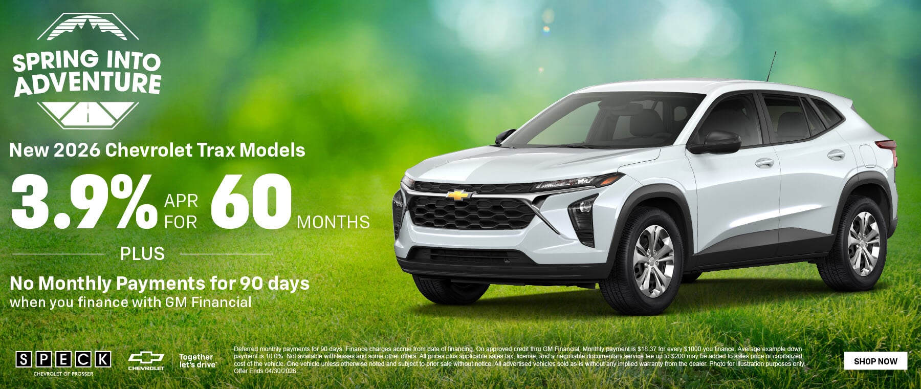 3.9 apr for 60 months chevy trax