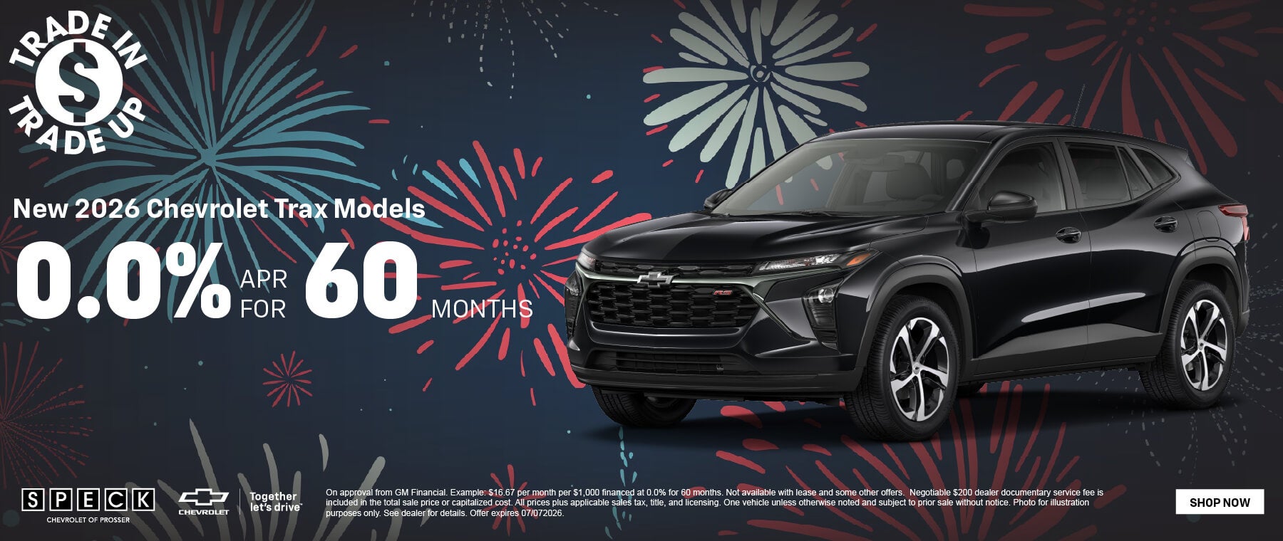 0 apr for 60 months chevy trax