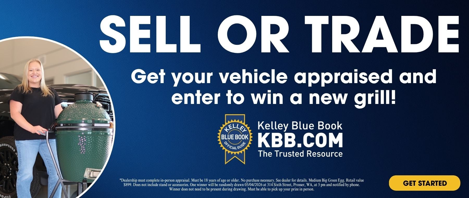enter to win a grill when you get your vehicle appraised