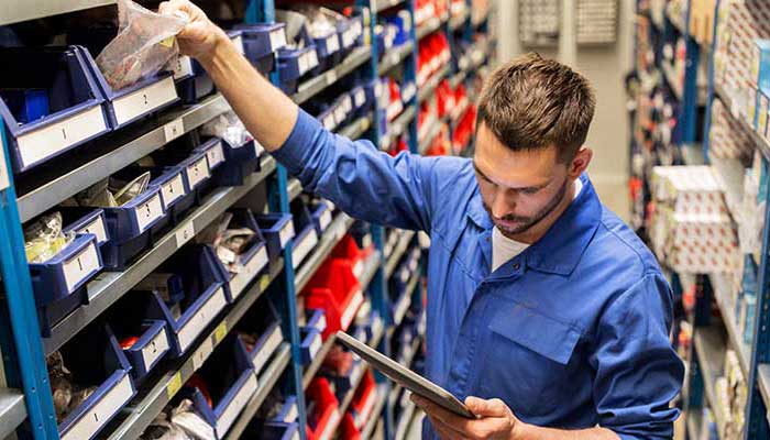 Service tech getting parts